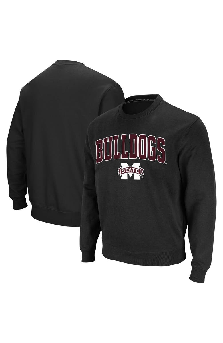 COLOSSEUM Men's Colosseum Black Mississippi State Bulldogs Arch & Logo Tackle Twill Pullover Sweatshirt, Main, color, Black
