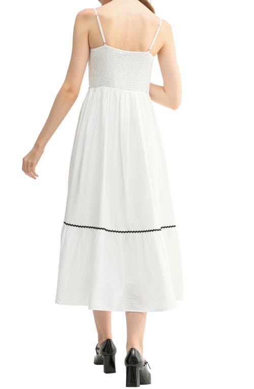 Lush Contrast Ric Rac Midi Dress In White Black