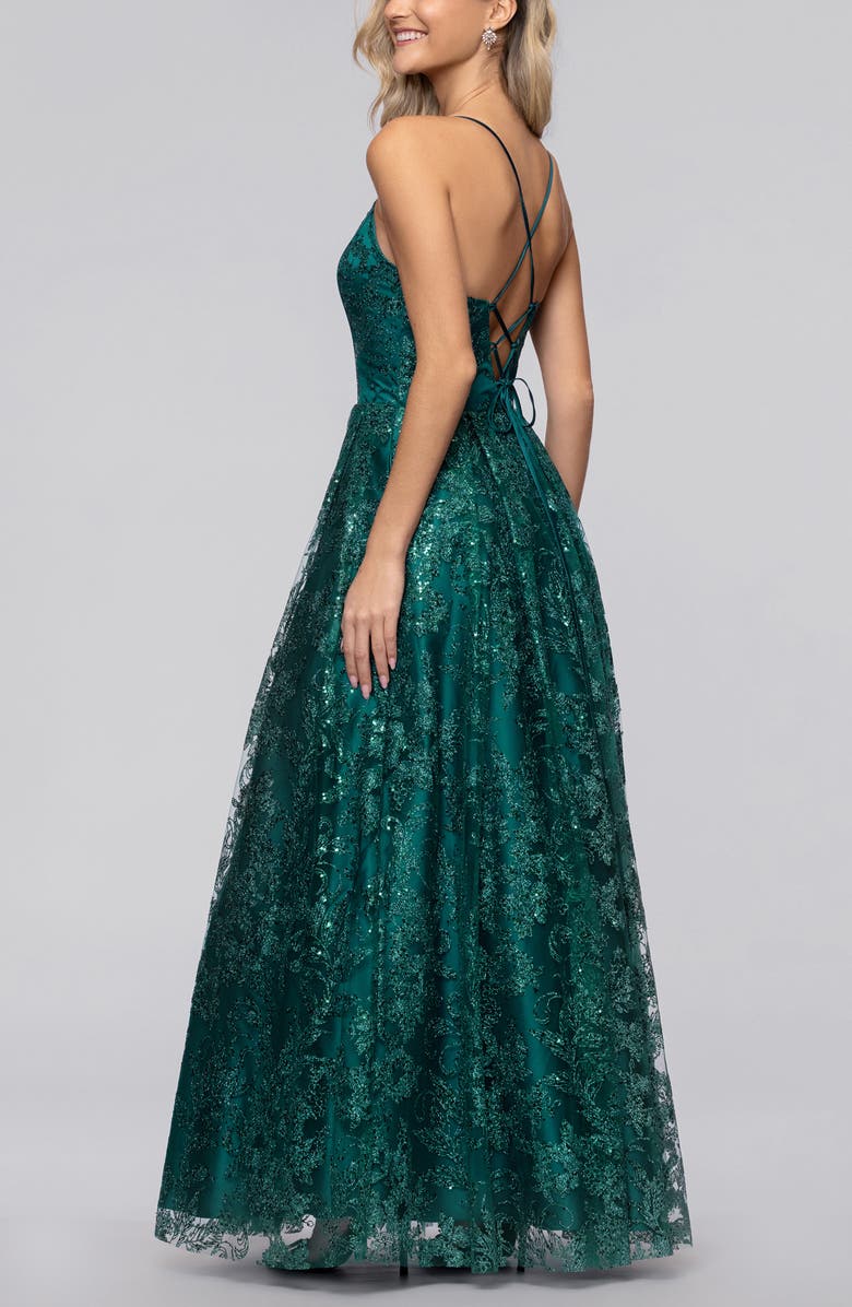 Blondie Nites Glitter Corset Sleeveless Gown, Alternate, color,