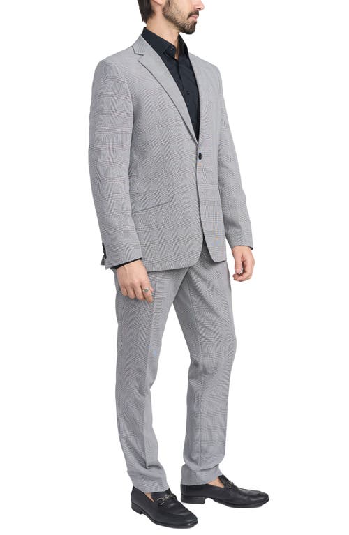Savile Row Co Gray Glenplaid Print Trim-fit Suit In Black