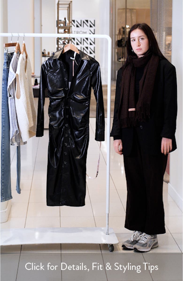 Viola Long Sleeve Faux Leather Midi Dress, sales video thumbnail