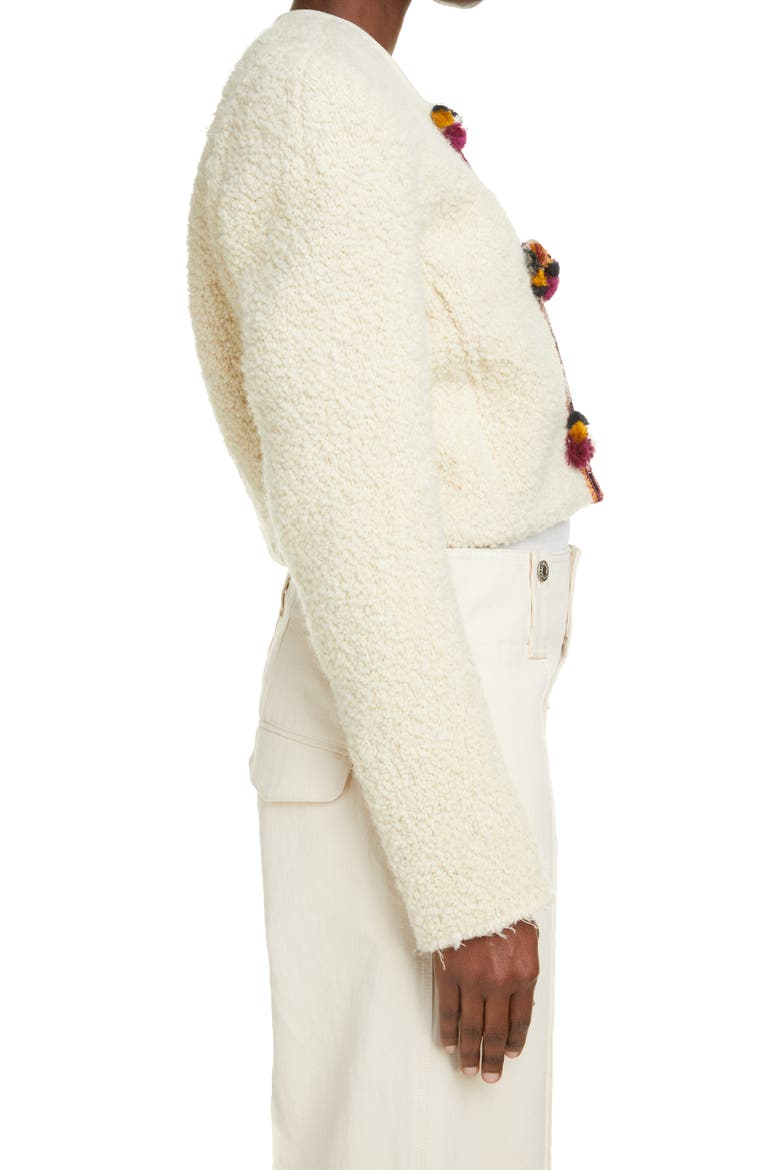 Gradiazi Pompom Crop Wool Blend Jacket, Alternate, color, YELLOW/ ECRU
