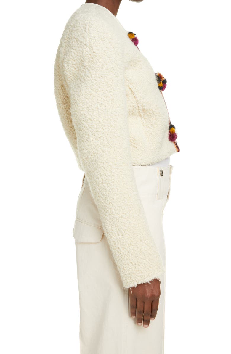 Isabel Marant Gradiazi Pompom Crop Wool Blend Jacket, Alternate, color, 