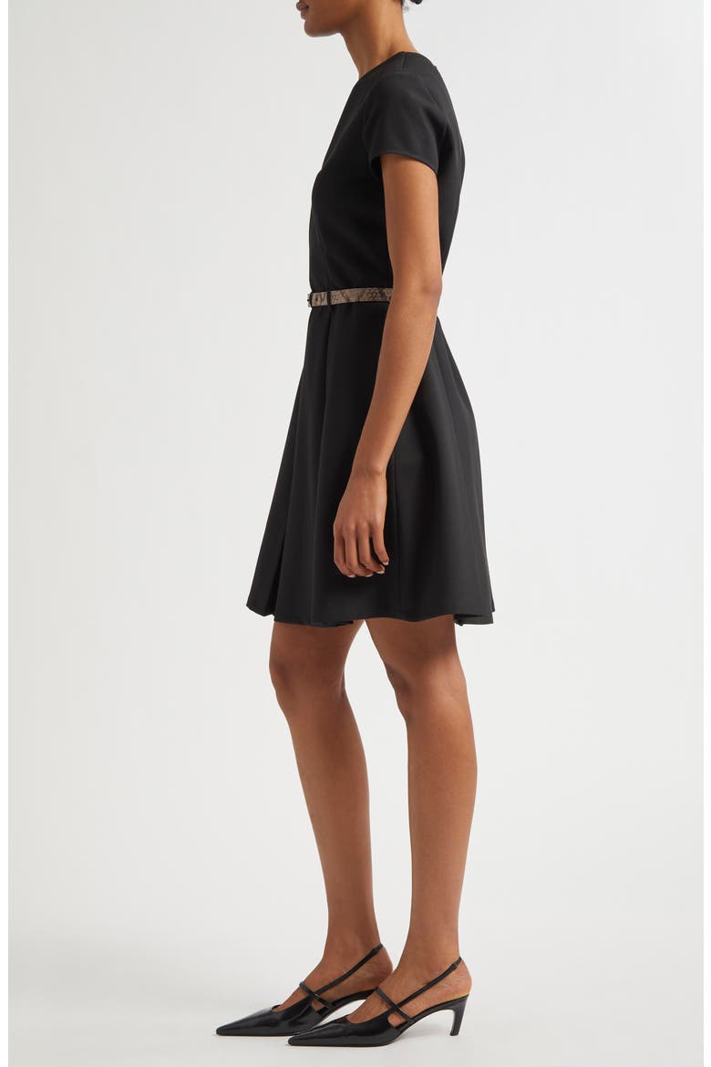 Emma Belted Flare Minidress, Alternate, color, SOLID BLACK