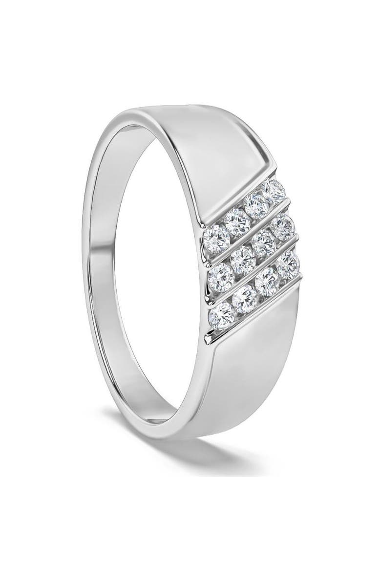 1/5Ct Multi Row Men's Diamond Polished Gold Lightweigt Ring, Alternate, color, 10k White Gold