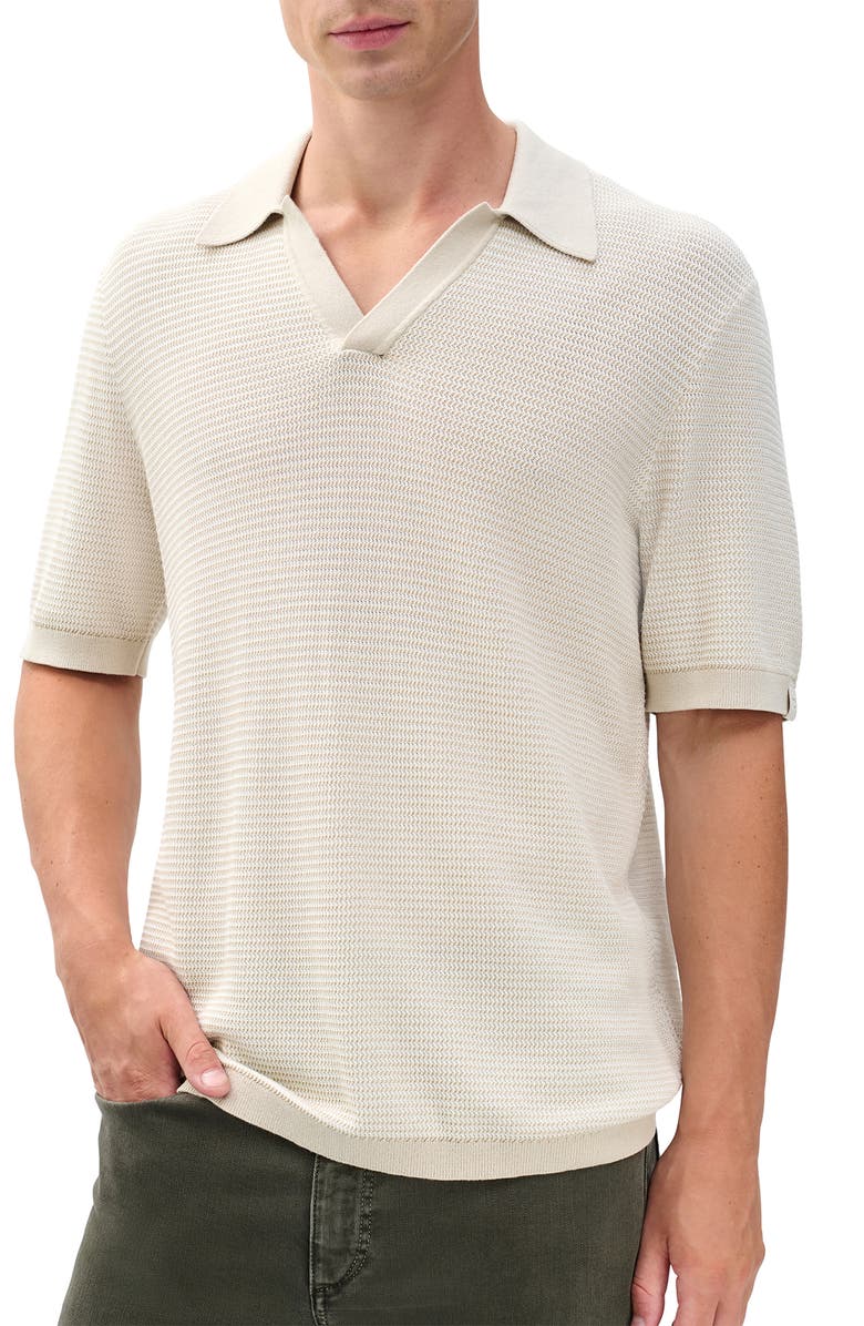 rag & bone Harvey Chevron Johnny Collar Polo, Main, color, Desert Sand