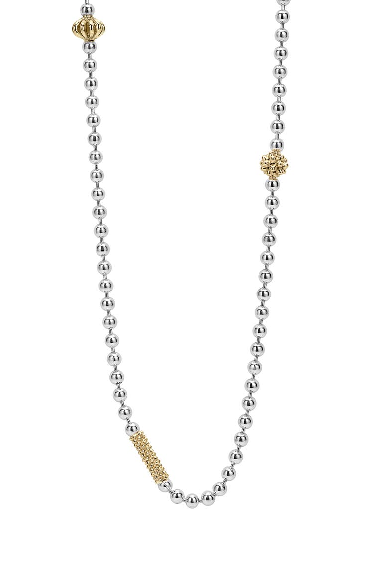 Signature Caviar Beaded Station Necklace, Alternate, color, TWO TONE