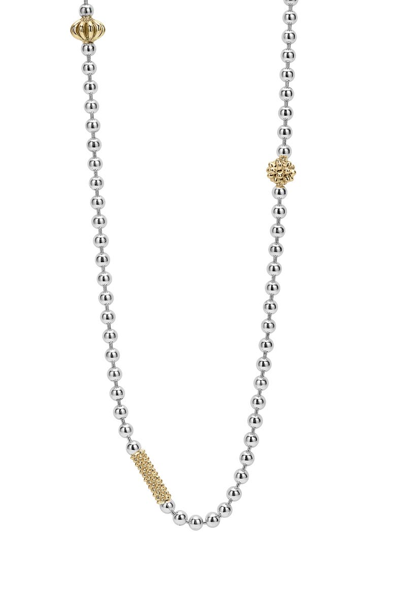 LAGOS Signature Caviar Beaded Station Necklace, Alternate, color, Silver