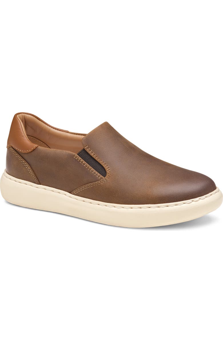 Johnston & Murphy Kids' Anders Slip-On Sneaker, Main, color, Brown Oiled Full Grain