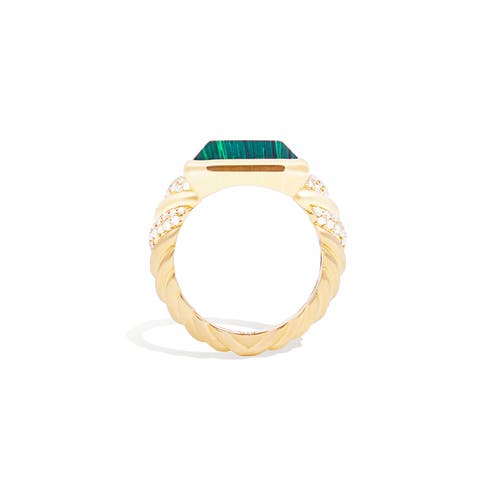 Campbell + Charlotte Spark Chevron Emerald Cut Cocktail Ring In Multi