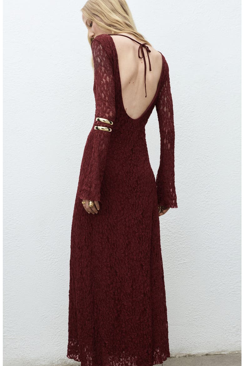 Long Sleeve Lace Maxi Dress, Alternate, color, WINE