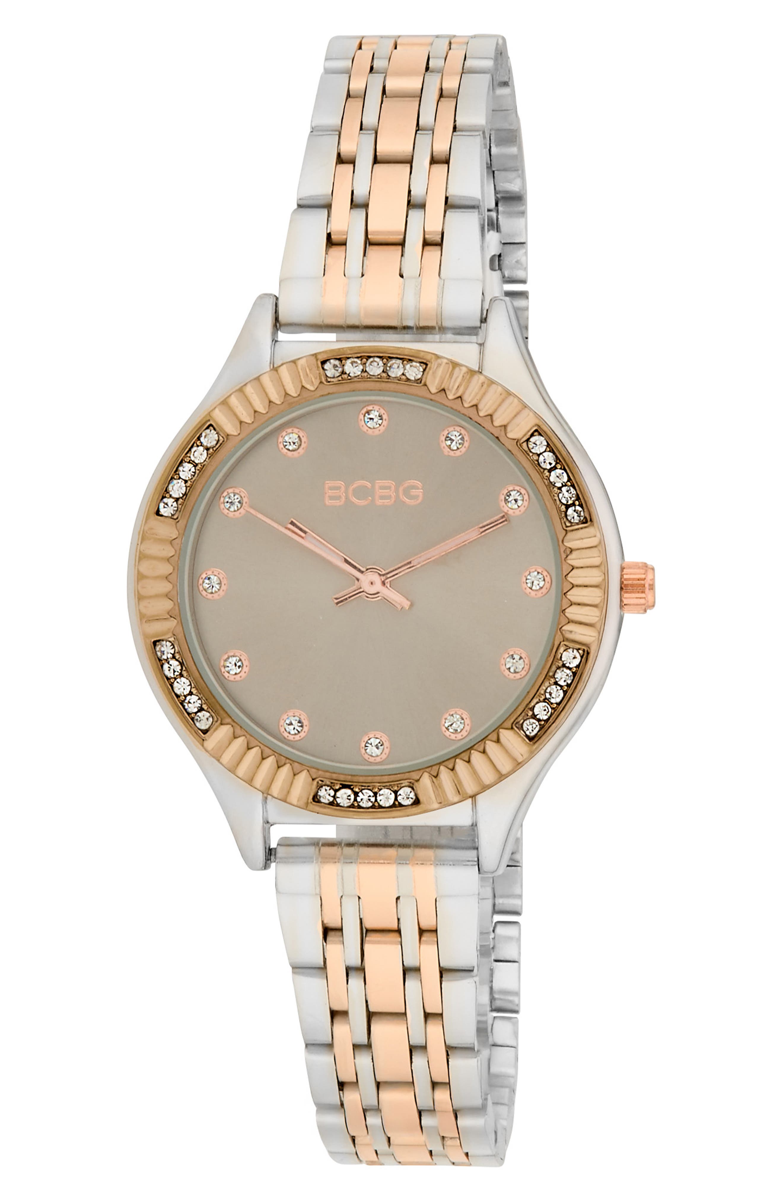 Fluted Mother-of-Pearl & Crystal Bracelet Watch, 33mm