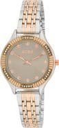 BCBG Fluted Mother-of-Pearl & Crystal Bracelet Watch, 33mm