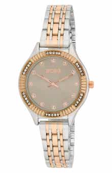 Fluted Mother-of-Pearl & Crystal Bracelet Watch, 33mm