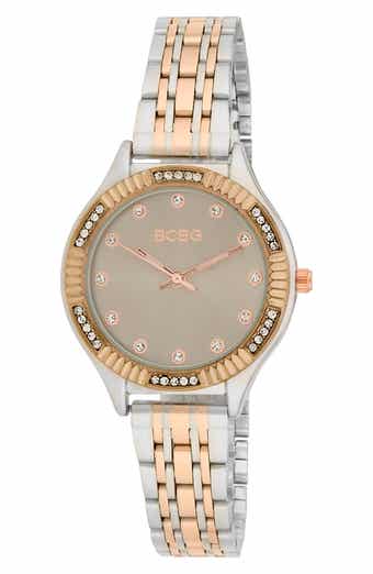 Fluted Mother-of-Pearl & Crystal Bracelet Watch, 33mm
