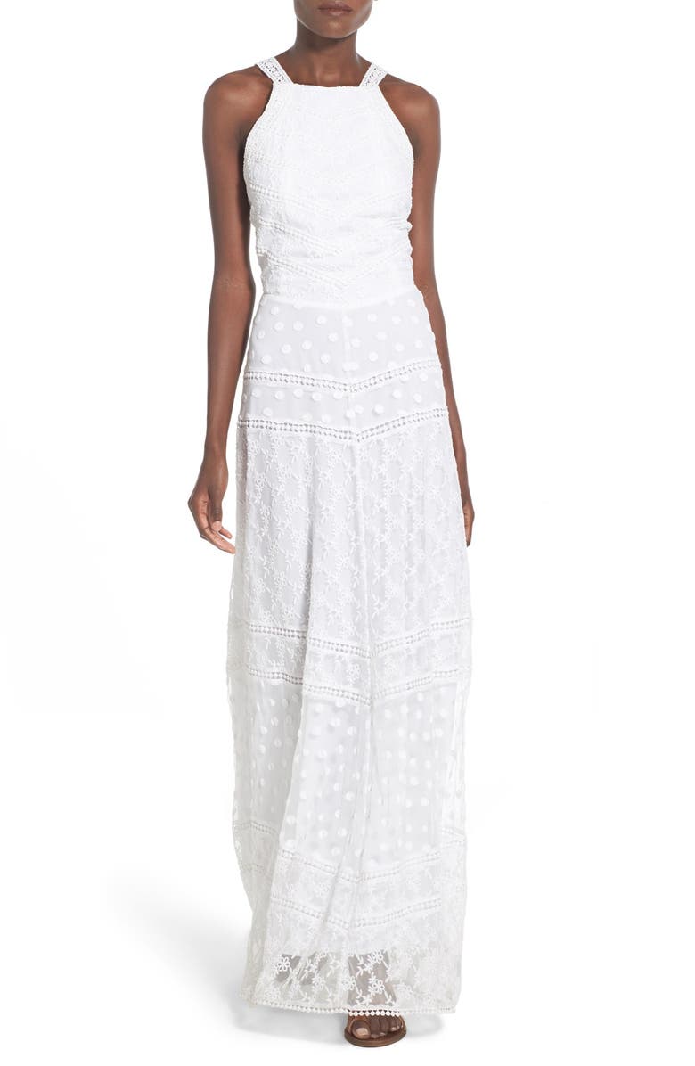 Tularosa 'Kyle' Embroidered High Neck Dress, Main, color, 