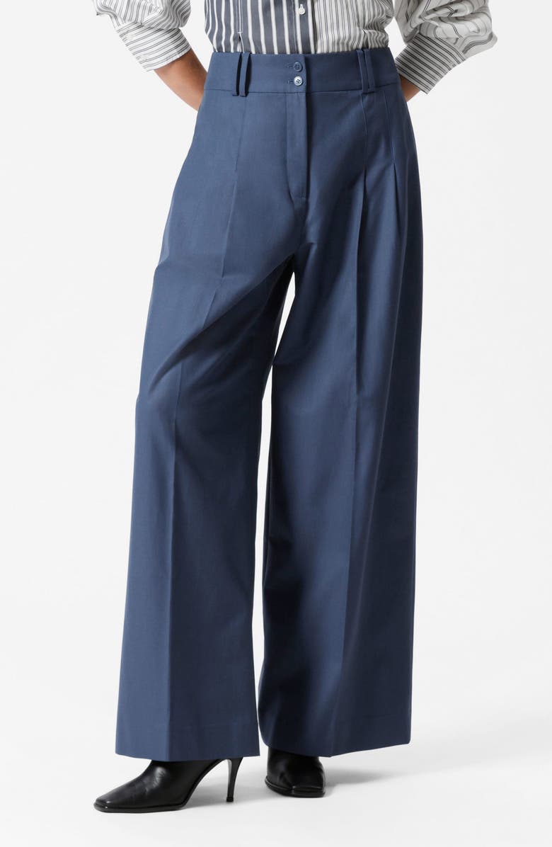 & Other Stories Pleated Wool & Cotton Trousers, Main, color,