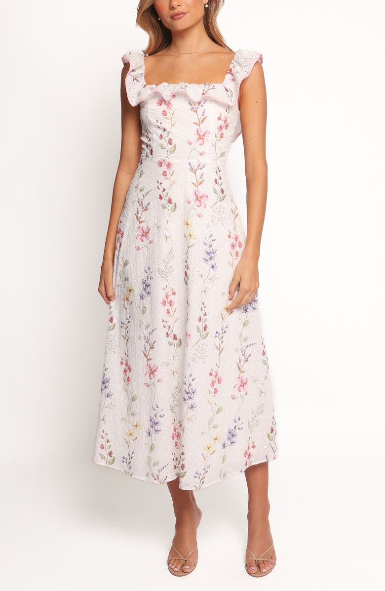 Petal & Pup Lucille Floral Print Midi Dress, Main, color, 