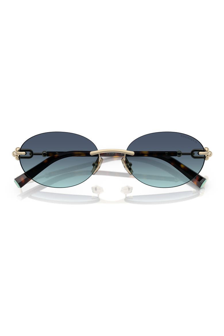 56mm Gradient Oval Sunglasses, Alternate, color, PALE GOLD / AZURE BLUE