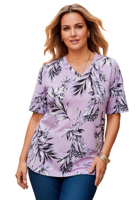 Plus Size Slub V-Neck Boyfriend Tunic Top (Plus)