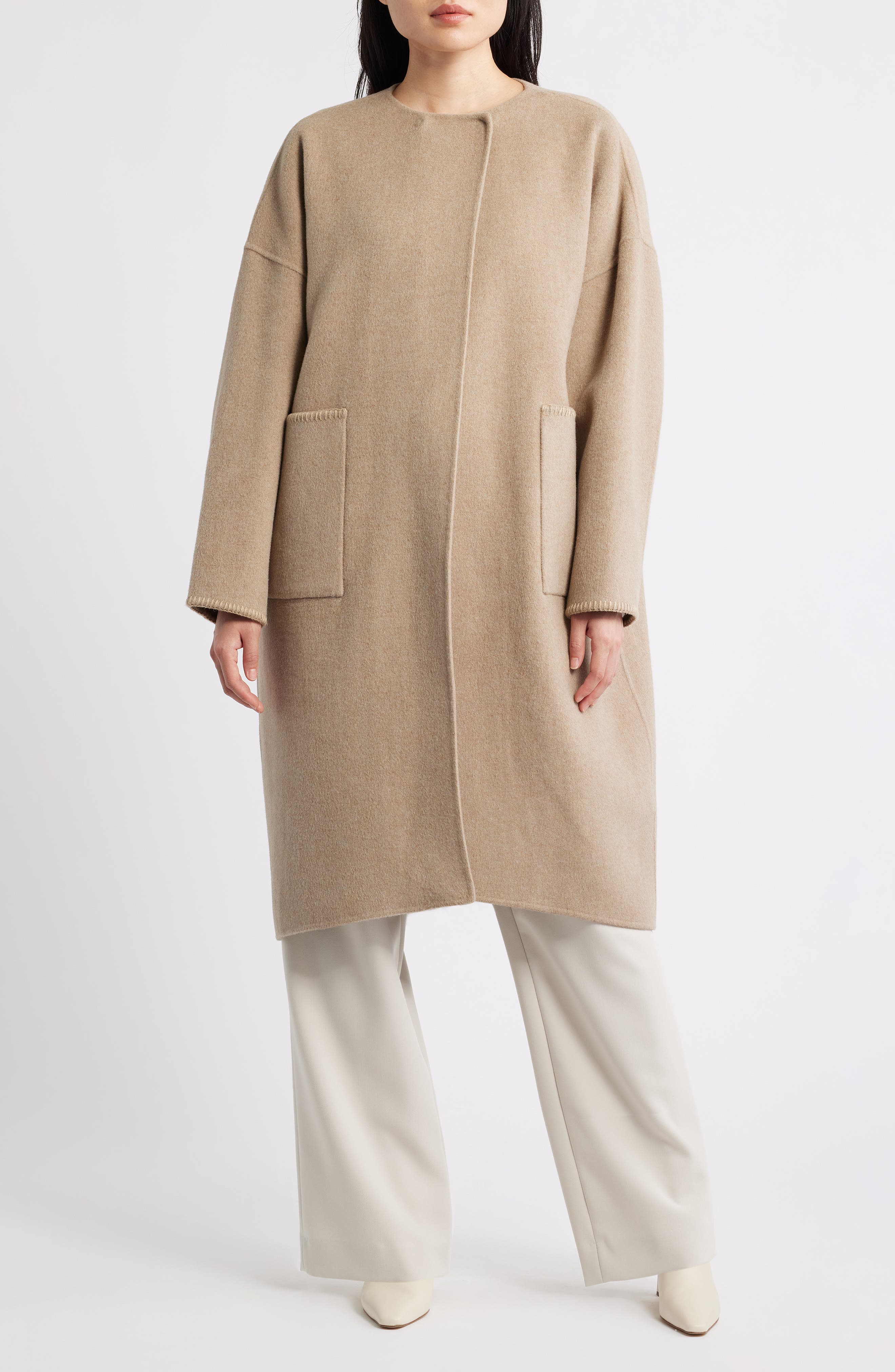 Chalet Wool Blend Double Face Coat with Scarf - image 2