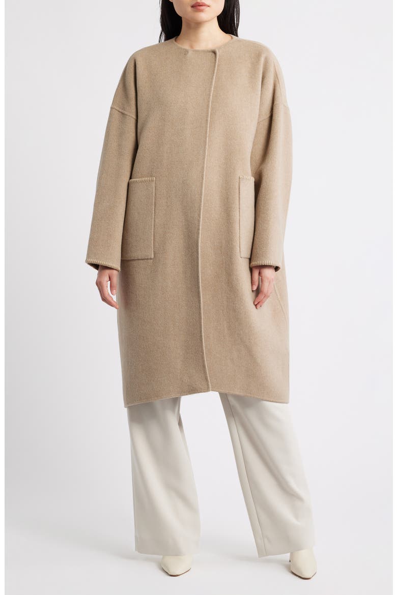 Chalet Wool Blend Double Face Coat with Scarf, Alternate, color, BEIGE
