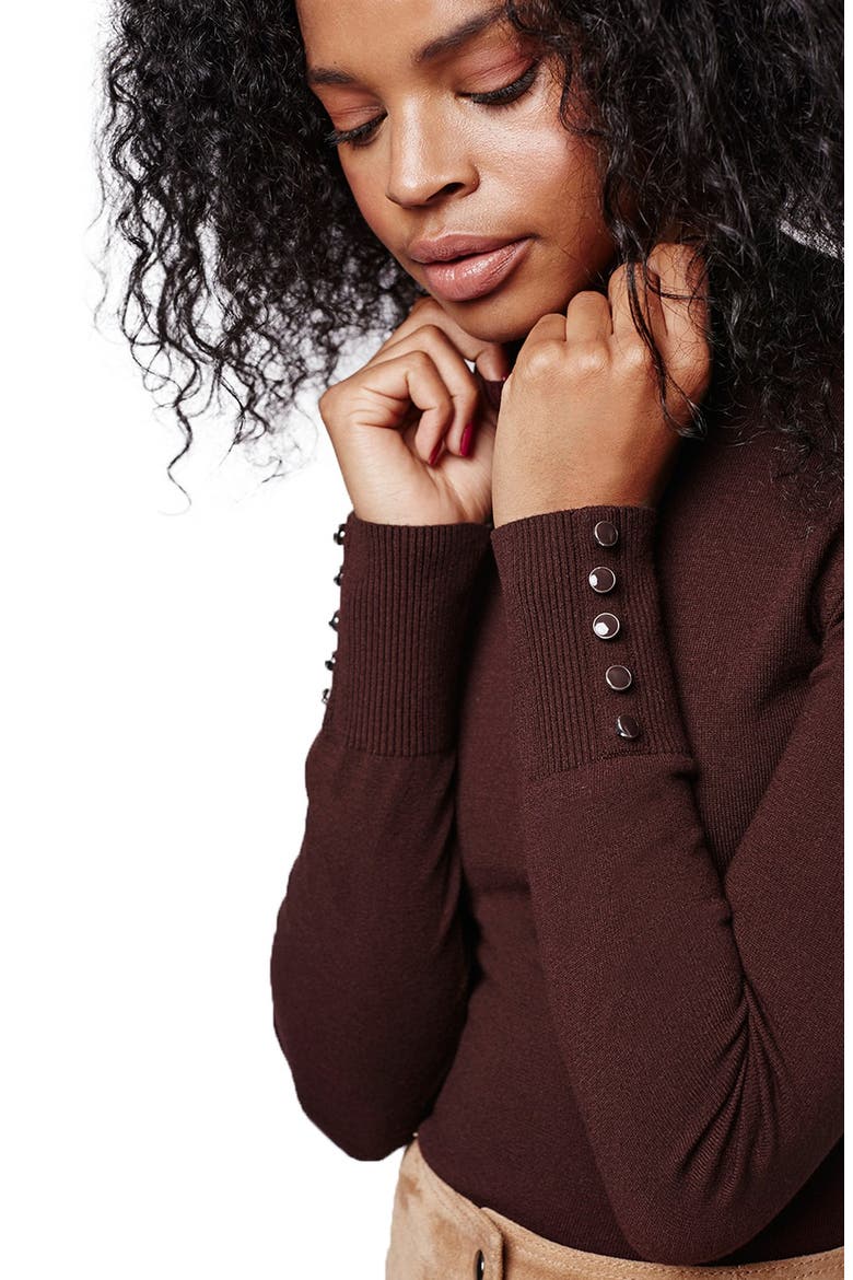 Funnel Neck Long Sleeve Top, Alternate, color, BURGUNDY