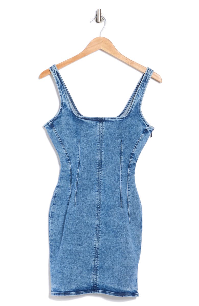 Good American Sleeveless Denim Minidress, Main, color, Indigo728