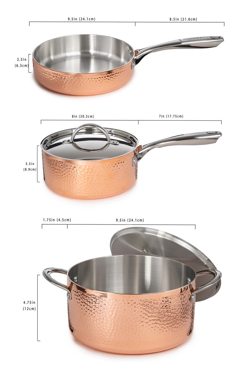 BergHOFF Hammered Copper Six-Piece Cookware Set, Alternate, color, Copper Silver