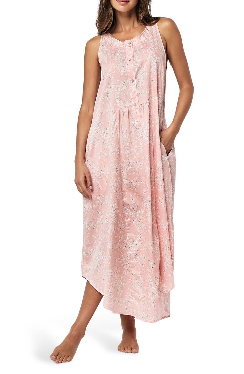 Papinelle Cheri Blossom Cotton Sateen Nightgown, Main, color, Pink
