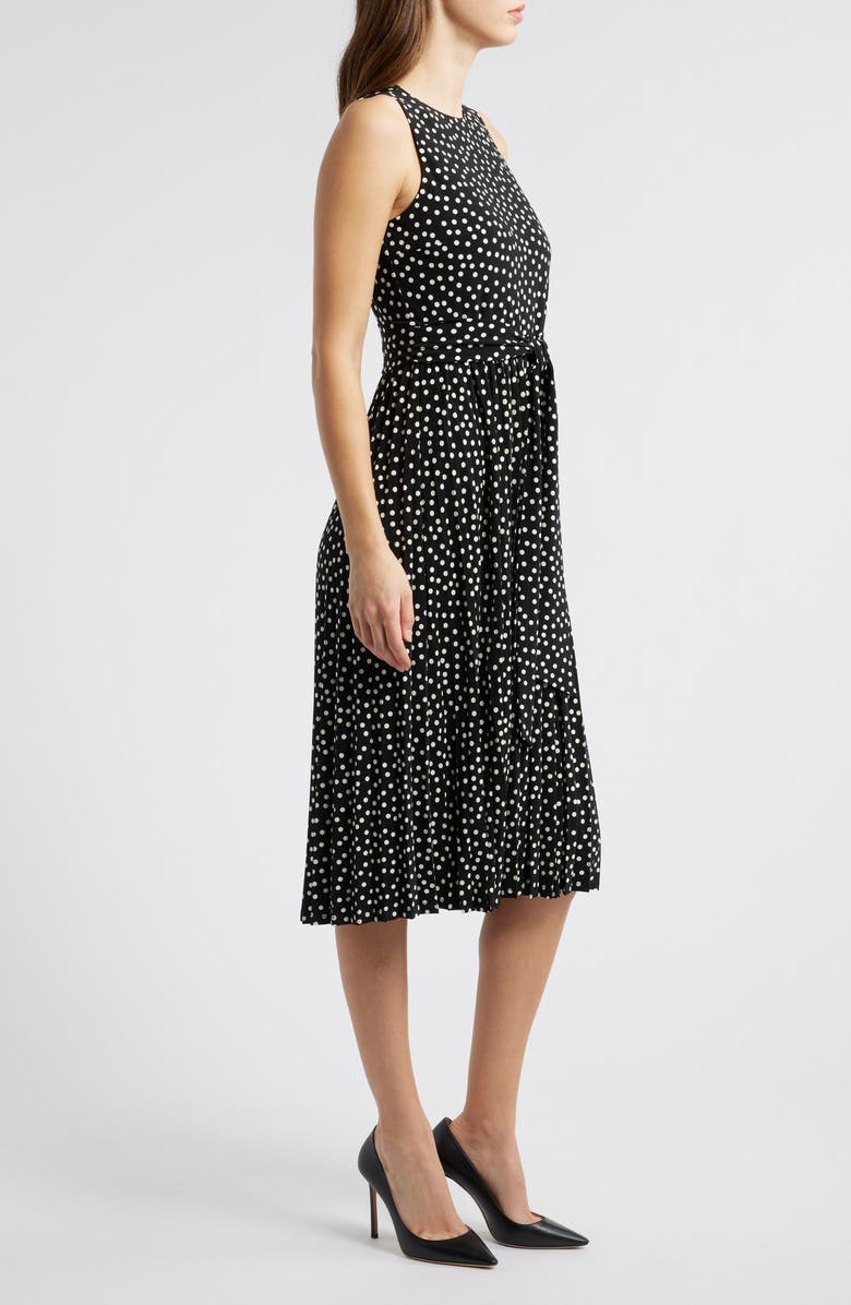 Anne Klein Polka Dot Pleat Skirt Midi Dress, Alternate, color, 