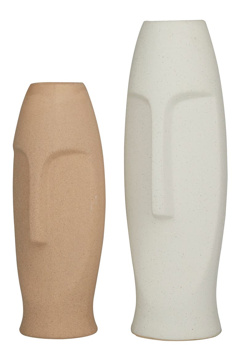 Multi Colored Ceramic Easter Island Head Vase - Set of 2, Main, color, MULTI