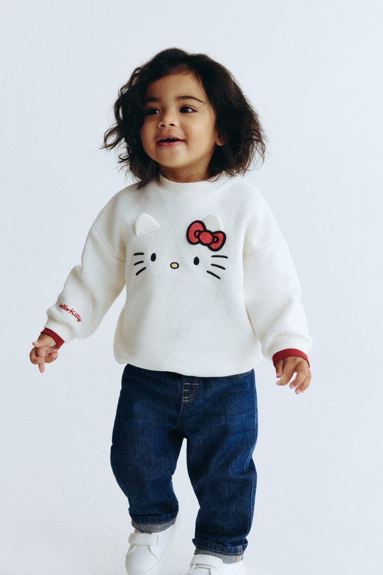 Motif-detail Sweatshirt, Alternate, color, White/Hello Kitty