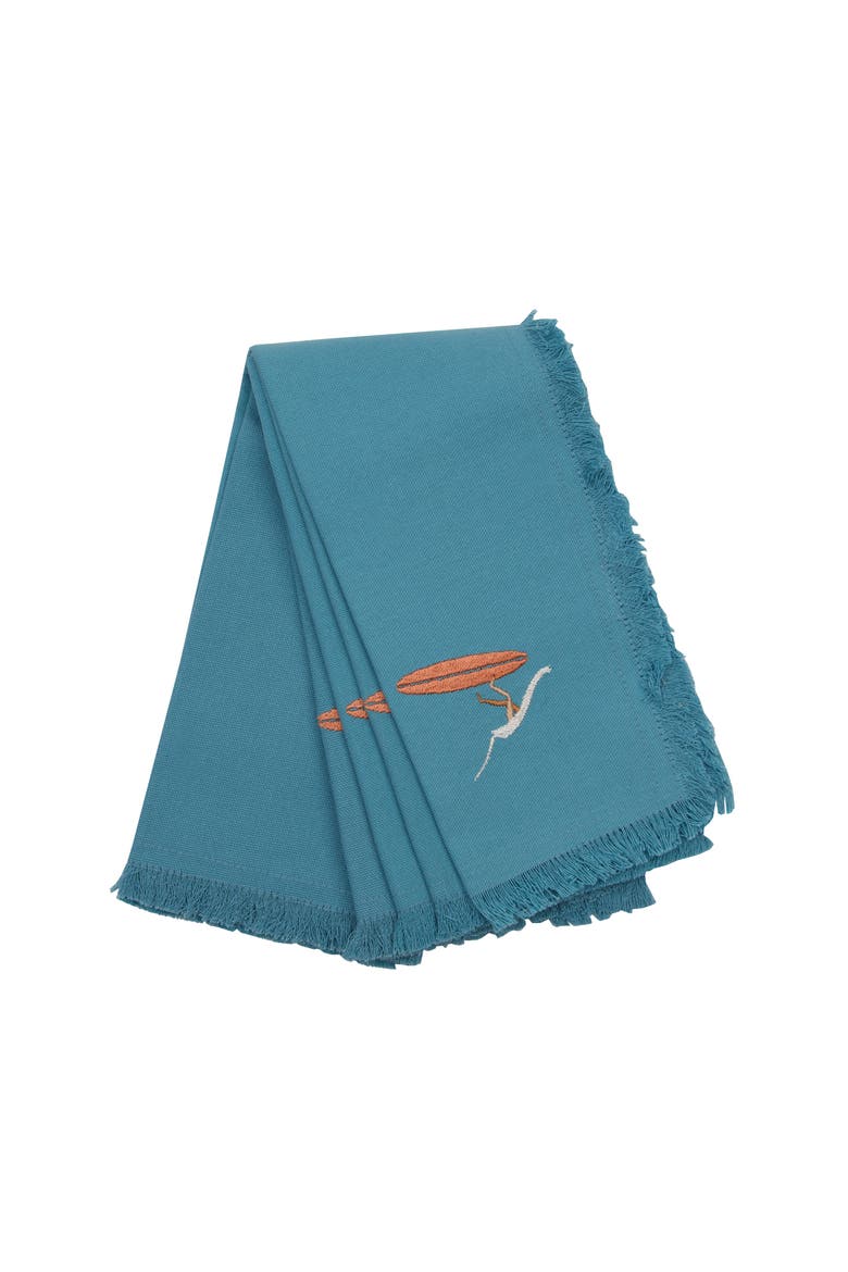 Hang Loose Surfer Embroidered Table Runner, Alternate, color, Blue