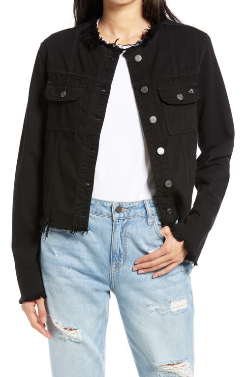 HIDDEN JEANS Fray Edges Denim Jacket in Black 