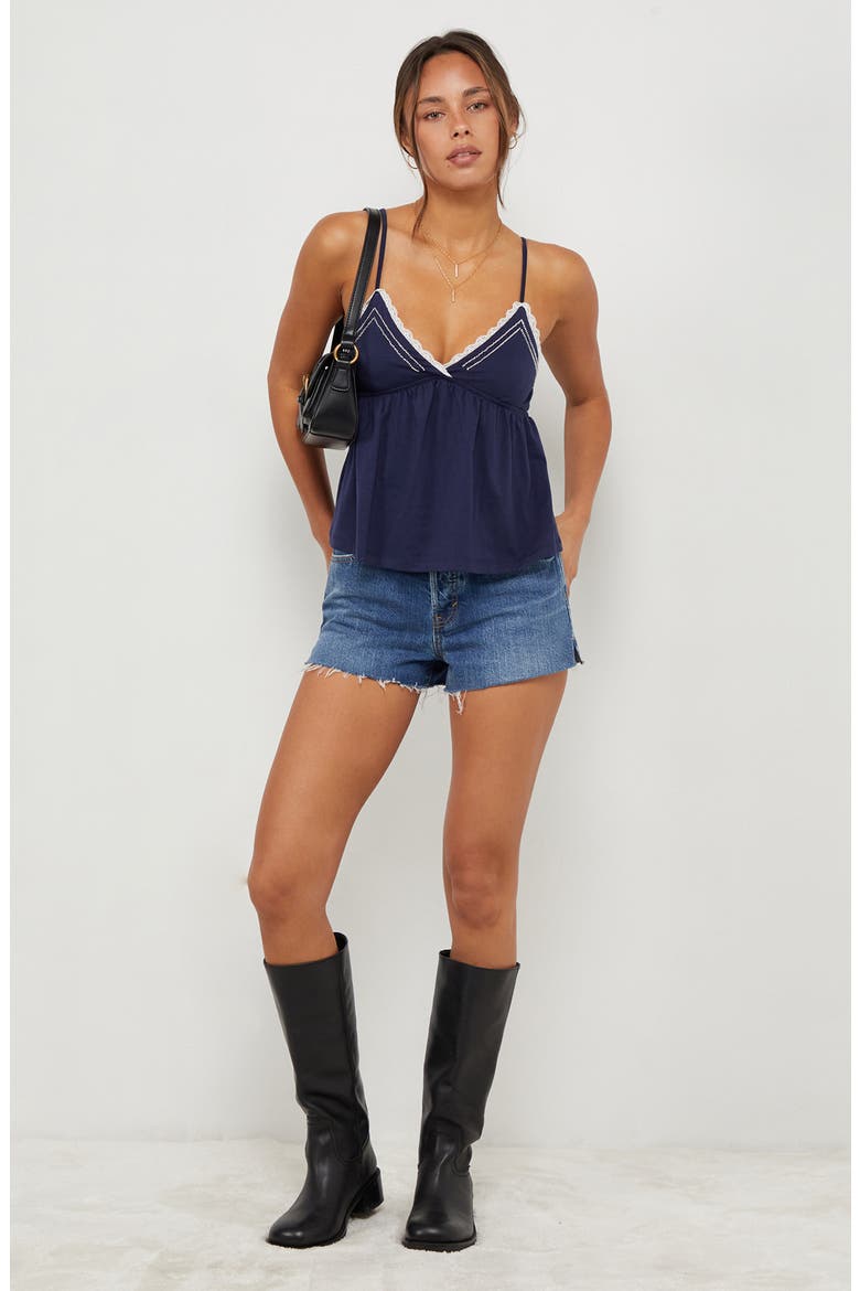 Elena Beaded Babydoll Camisole, Alternate, color, NAVY