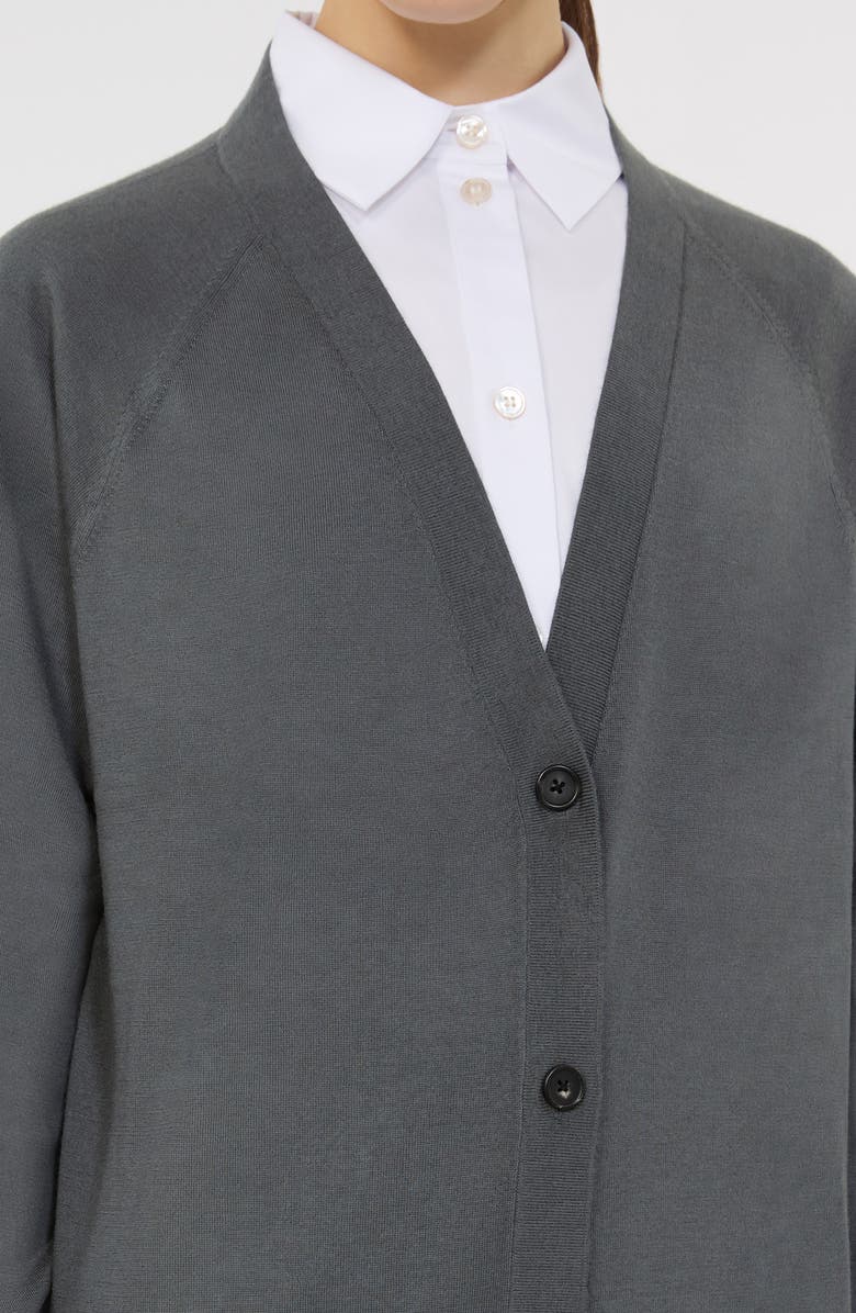 MM by Max Mara Clarino Wool & Cashmere Cardigan, Alternate, color, Dark Grey