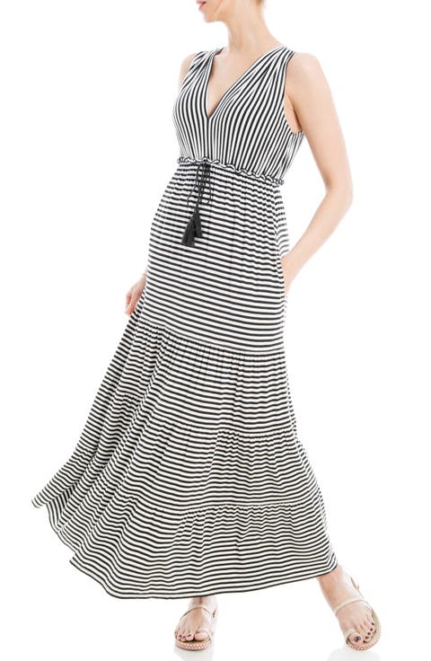 Stripe Tiered Maxi Dress