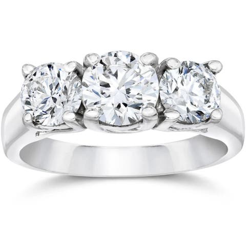 1 1/2ct 3 Stone Round Diamond Engagement Ring 14K Gold Lab Grown