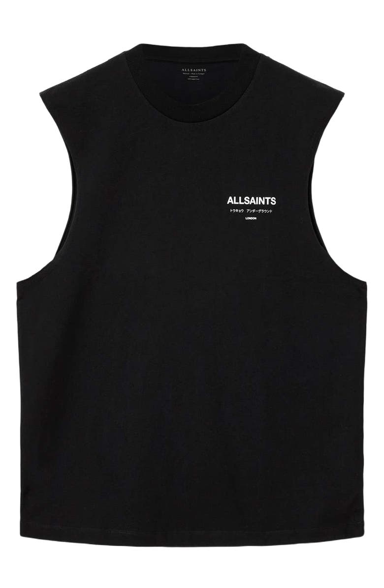 AllSaints Underground Sleeveless Crewneck Graphic T-Shirt, Alternate, color, Jet Black