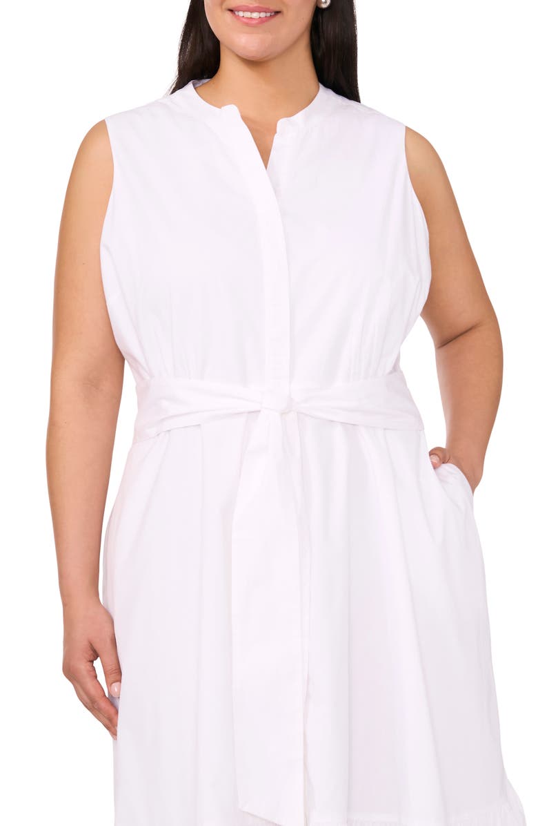 Halogen<sup>®</sup> Tie Front Cotton Midi Sundress, Alternate, color, Bright White