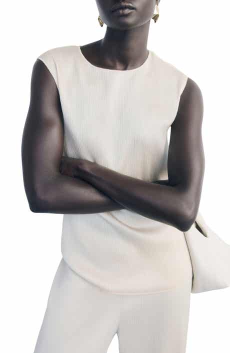 MANGO Plissé Sleeveless Knit Top