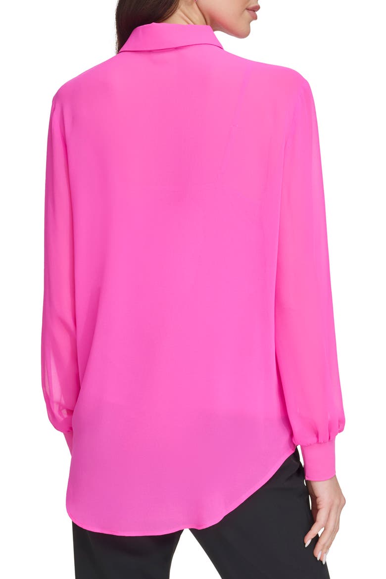 Chiffon Button-Up Shirt, Alternate, color, SHOCKING PINK
