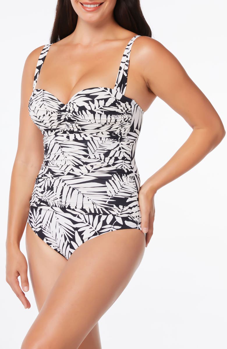 BLEU by Rod Beattie Oasis Shirred Bandeau Mio Underwire One-Piece Swimsuit, Alternate, color,