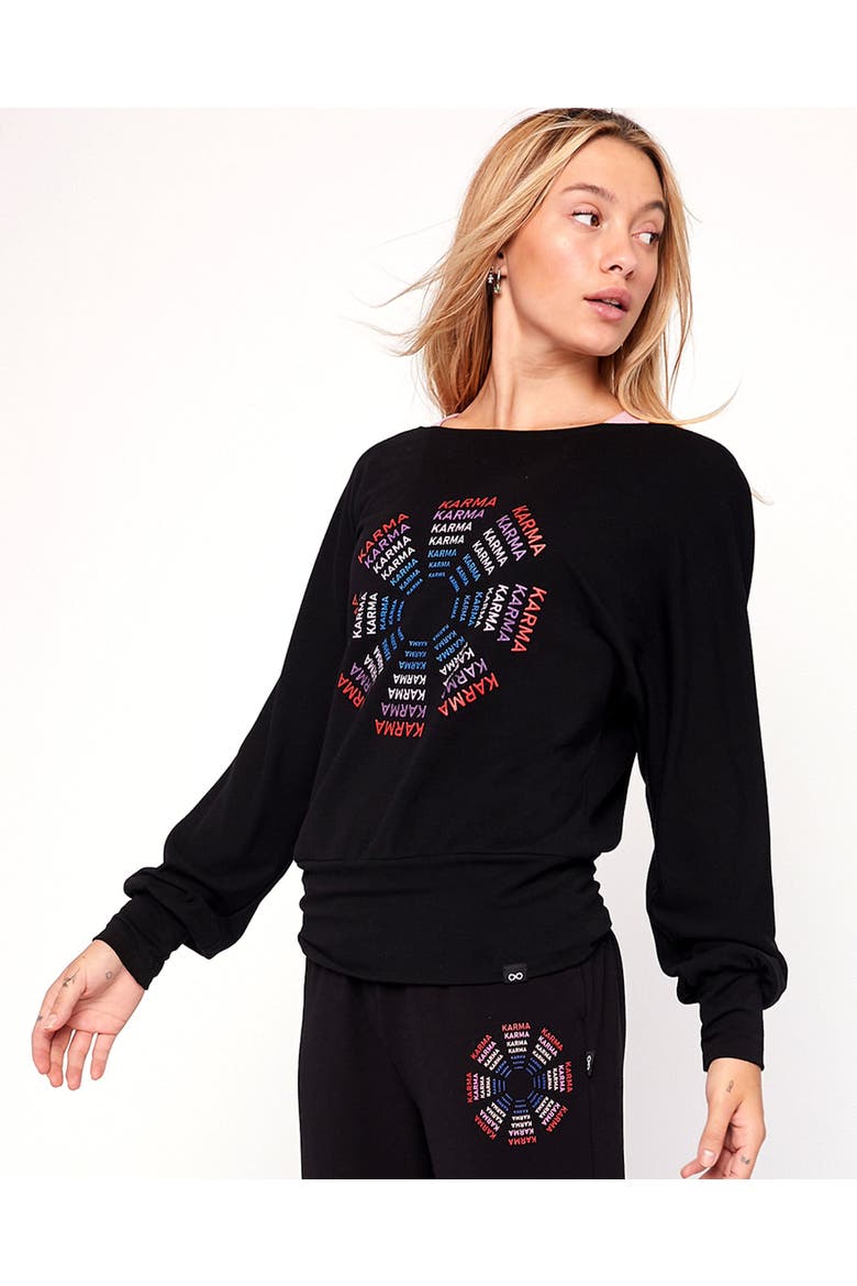 Karma Graphic Long Sleeve Top, Alternate, color, Black/Print