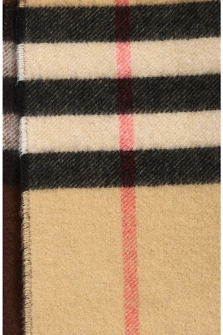 EKD Check Reversible Double Face Cashmere Fringe Scarf, Alternate, color, SAND/ TREACLE BROWN