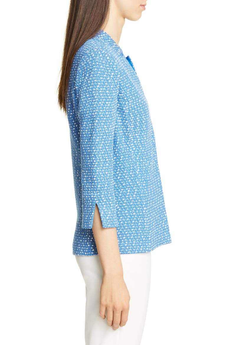 Engineered Coastal Texture Tweed Knit Jacket, Alternate, color, WHITE/ LAKE MULTI