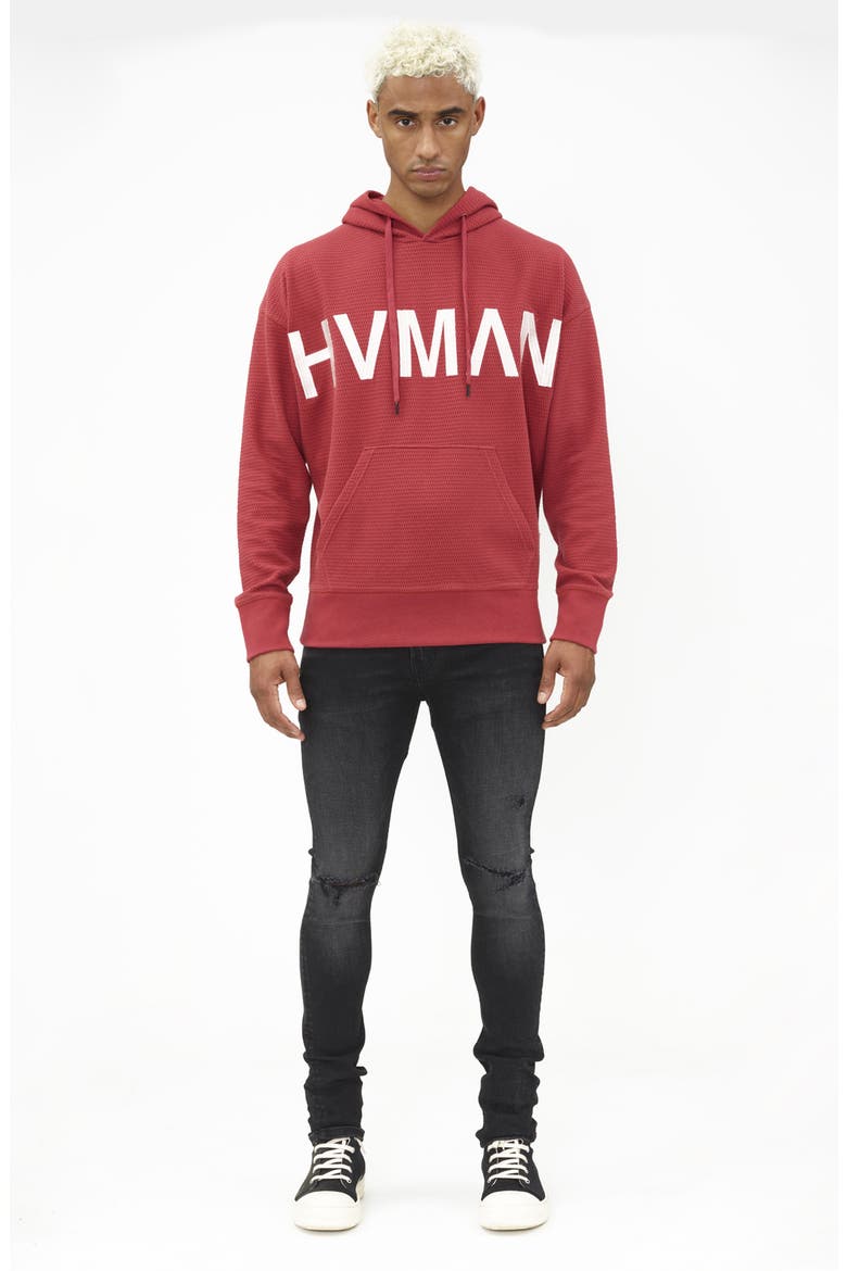 Logo Waffle Knit Pullover Hoodie, Alternate, color, ROSEWOOD