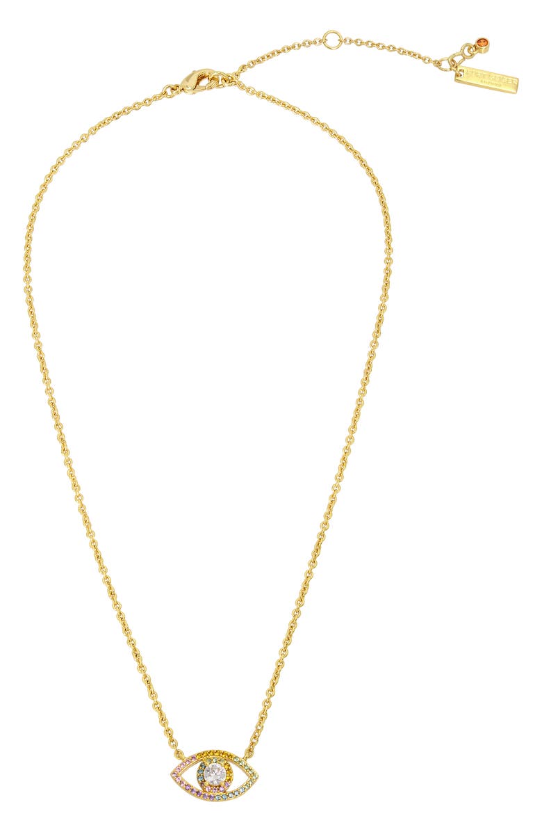Kurt Geiger London Cubic Zirconia Evil Eye Pendant Necklace, Main, color,