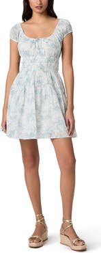 PAIGE Rosewood Shirred Bodice Cotton Mini Sundress